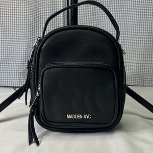 Steve Madden Black Mini Backpack with Silver Accents